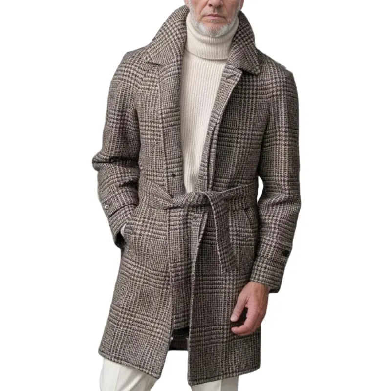 Men's Fashion Checked Lapel Single Breasted Mid-length Coat 60021854Z sold by Manly