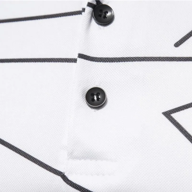 Men's Casual Striped Printed Lapel Short Sleeve Polo Shirt 17977711M sold by Manly product image thumbnail 4