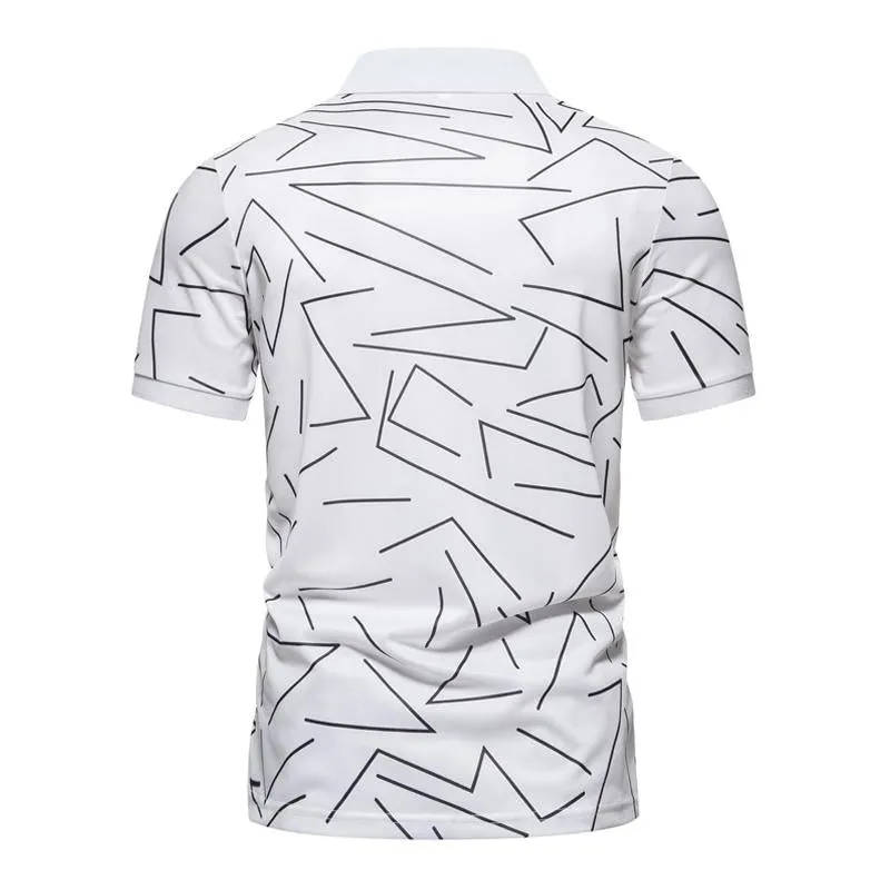 Men's Casual Striped Printed Lapel Short Sleeve Polo Shirt 17977711M sold by Manly product image thumbnail 3