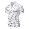 Men's Casual Striped Printed Lapel Short Sleeve Polo Shirt 17977711M sold by Manly