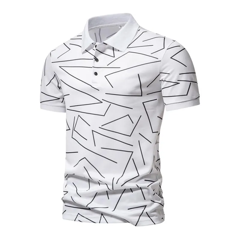 Men's Casual Striped Printed Lapel Short Sleeve Polo Shirt 17977711M sold by Manly product image thumbnail 2