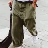 Men's Casual Solid Color Cotton Linen Large Pockets Pants 40216116M sold by Manly