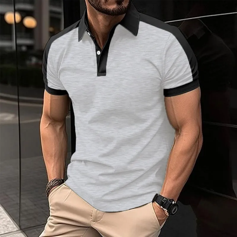 Men's Casual Color Block Lapel Short Sleeve Polo Shirt 47127845M sold by Manly product image thumbnail 2