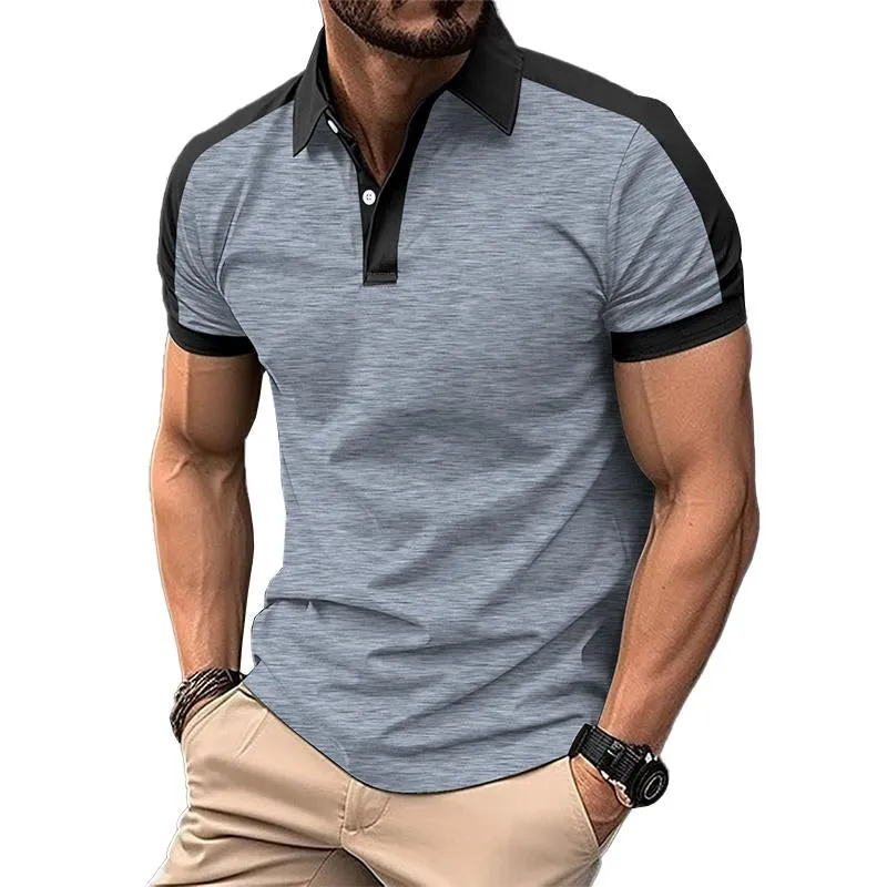 Men's Casual Color Block Lapel Short Sleeve Polo Shirt 47127845M sold by Manly