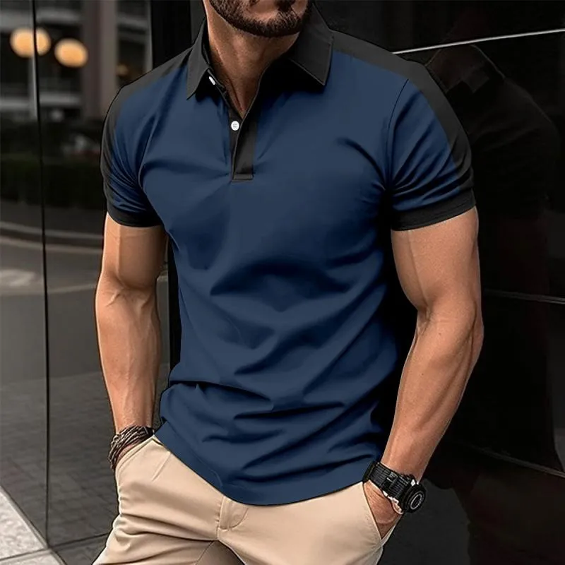 Men's Casual Color Block Lapel Short Sleeve Polo Shirt 47127845M sold by Manly product image thumbnail 4