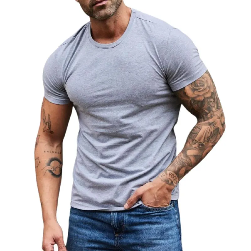 Men's Casual Solid Color Short-sleeved T-shirt 24318887TO sold by Manly