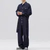 Men's Vintage Loose Belt Multi-Pocket Denim Jumpsuit Coverall 71826101Y sold by Manly