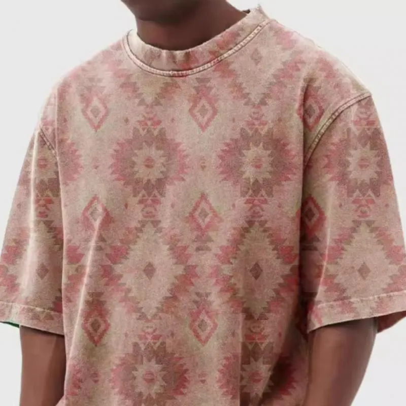 Men's Retro Print Loose Round Neck Short Sleeve T-Shirt 79367114Y sold by Manly product image thumbnail 2