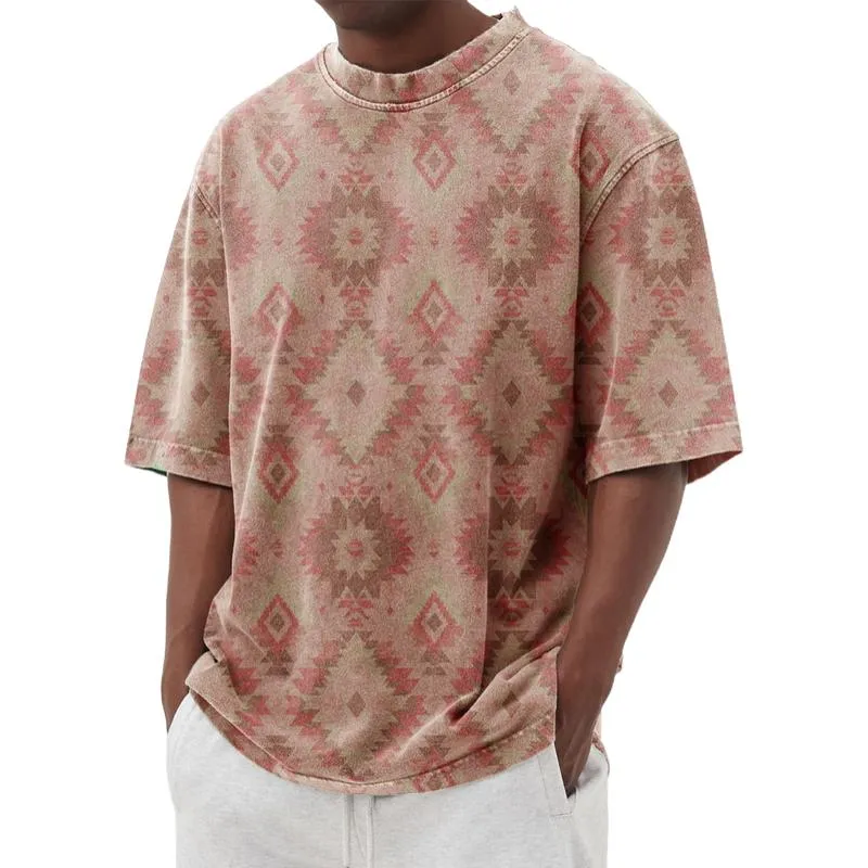 Men's Retro Print Loose Round Neck Short Sleeve T-Shirt 79367114Y sold by Manly