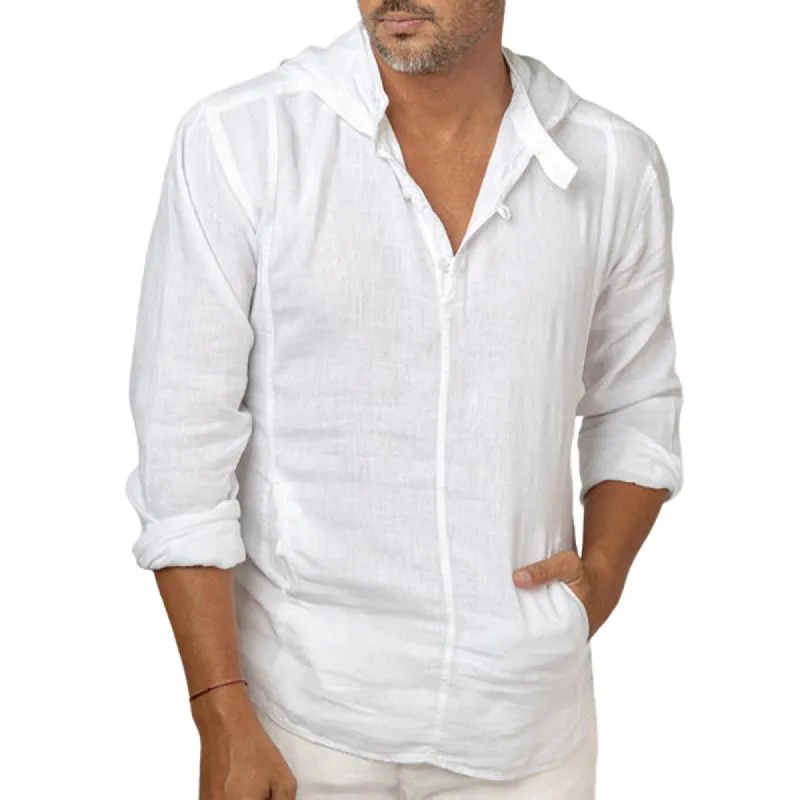 Men's Solid Color Cotton and Linen Pullover Hoodie 29920461X sold by Manly