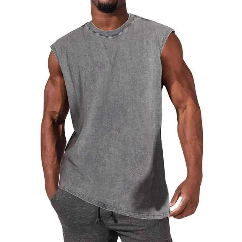 Men's Vintage Distressed Round Neck Sports Tank Top 43834700M sold by Manly