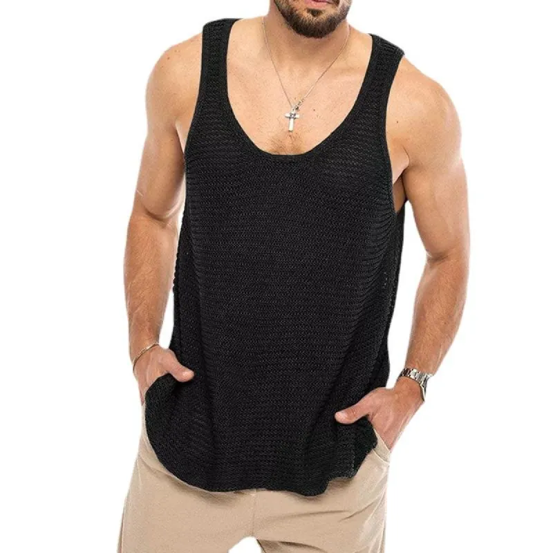 Men's Casual Loose Breathable Sleeveless Knitted Tank Top 35014523M made by Manly