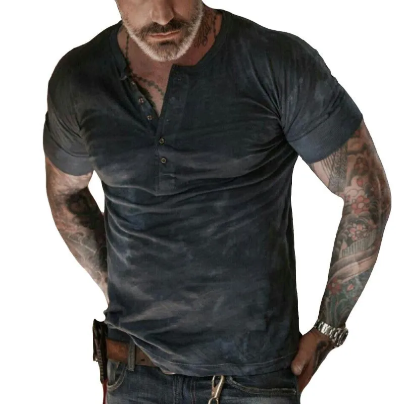 Men's Retro Casual Distressed Short Sleeve T-Shirt 56539036TO sold by Manly