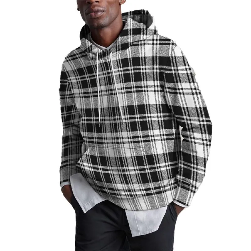 Men's Casual Hooded Plaid Print Sweatshirt 89949100X sold by Manly