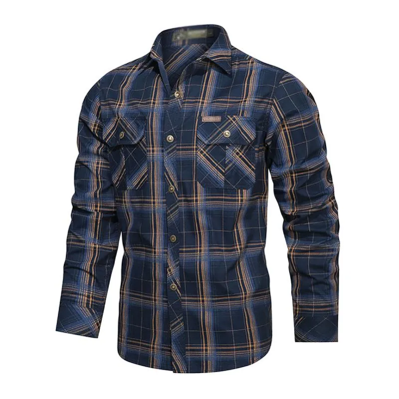Men's Casual Cotton Plaid Long Sleeve Shirt 89270182M sold by Manly