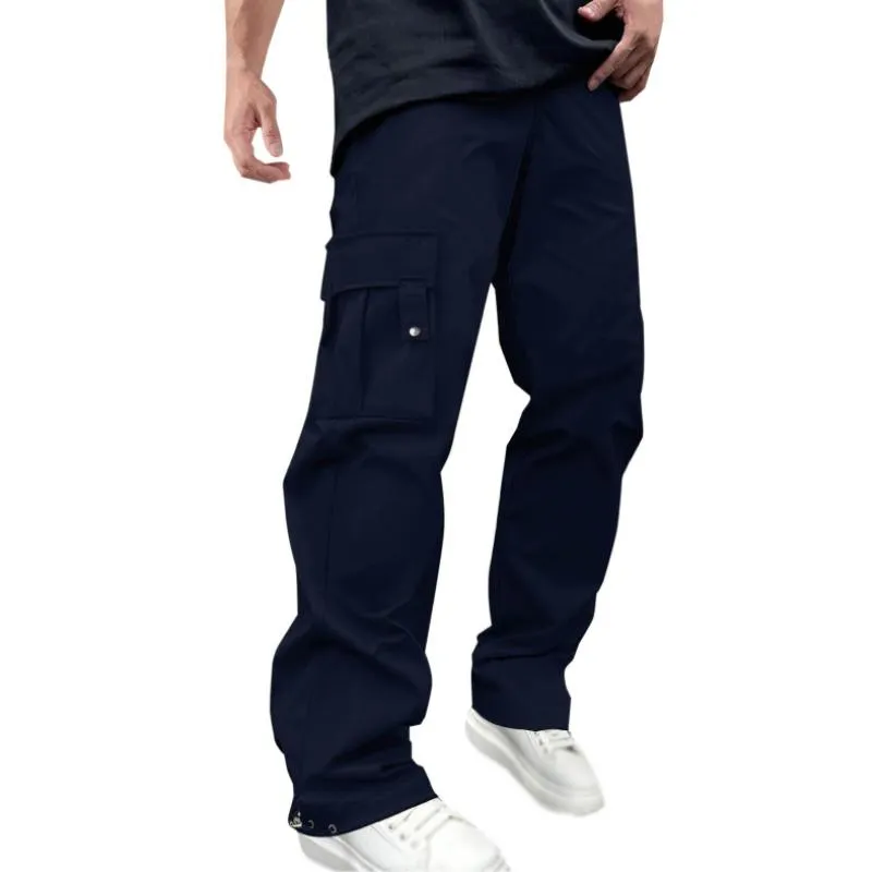 Men's Casual Loose Multi-Pocket Drawstring Elastic Waist Work Pants 41029937M sold by Manly product image thumbnail 3