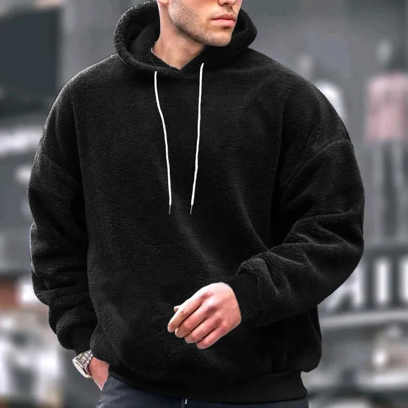 Men's Solid Plush Loose Long Sleeve Casual Hoodie 70730272Z sold by Manly product image thumbnail 2