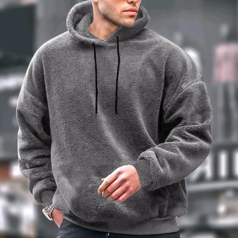 Men's Solid Plush Loose Long Sleeve Casual Hoodie 70730272Z sold by Manly product image thumbnail 3