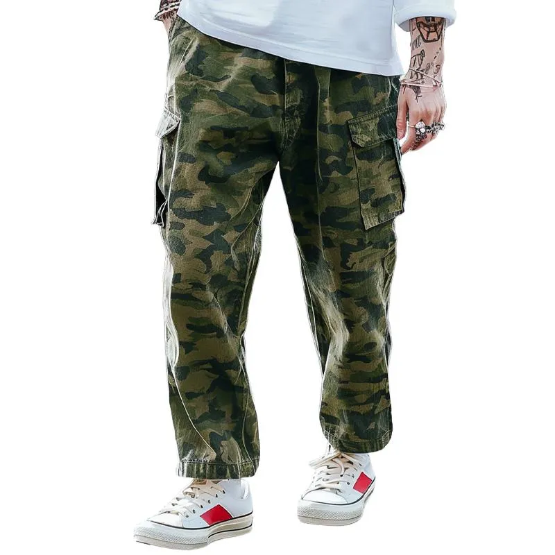Men's Camouflage Straight Loose Multi-pocket Cargo Pants 04817561Z sold by Manly