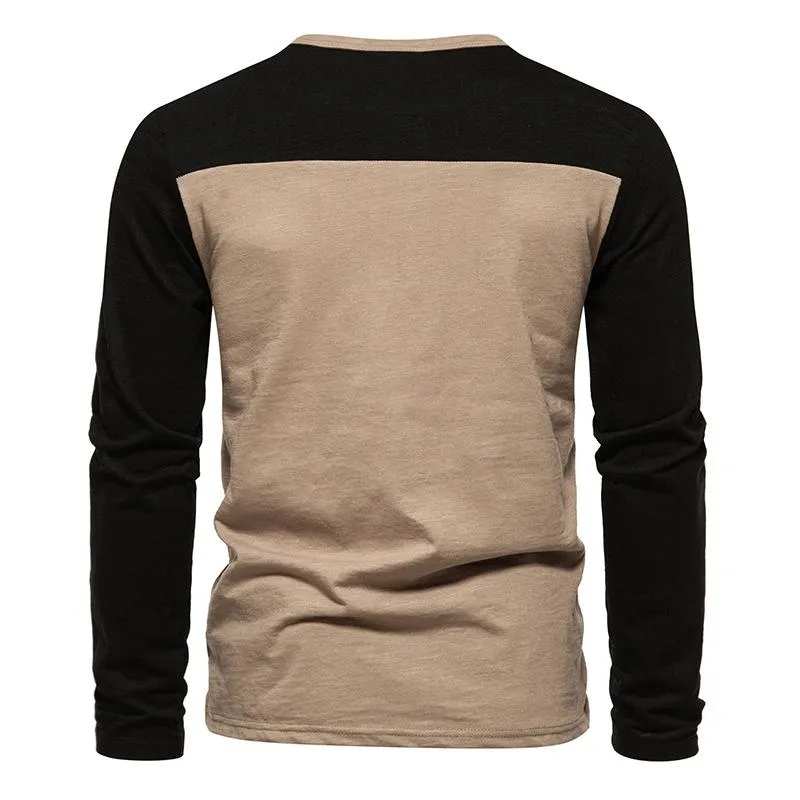 Men's Color Block Henley Collar Long Sleeve T-shirt 18586802Z sold by Manly product image thumbnail 5