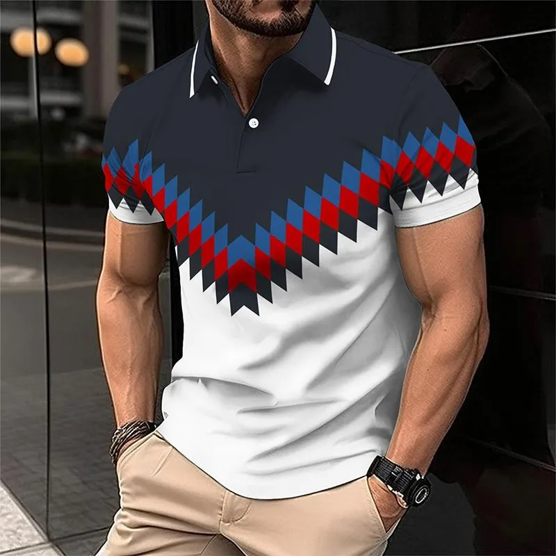 Men's Casual Patchwork Lapel Polo Shirt 86361725TO sold by Manly product image thumbnail 2