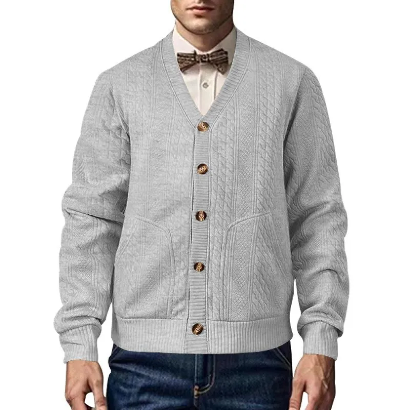 Men's Casual Jacquard Single-breasted Loose Cardigan 28799646M sold by Manly