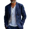 Men's Solid Cotton And Linen Notch Lapel Double Breasted Casual Blazer 53719048Z sold by Manly