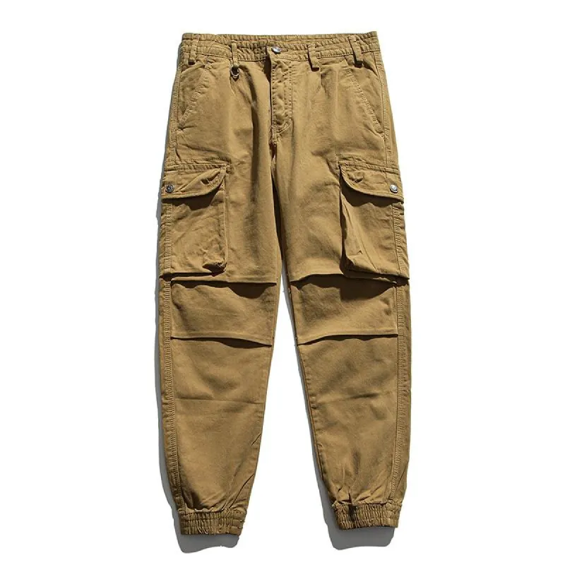 Men's Vintage Cotton Zipper Loose Multi-Pocket Cargo Pants 07790741M sold by Manly