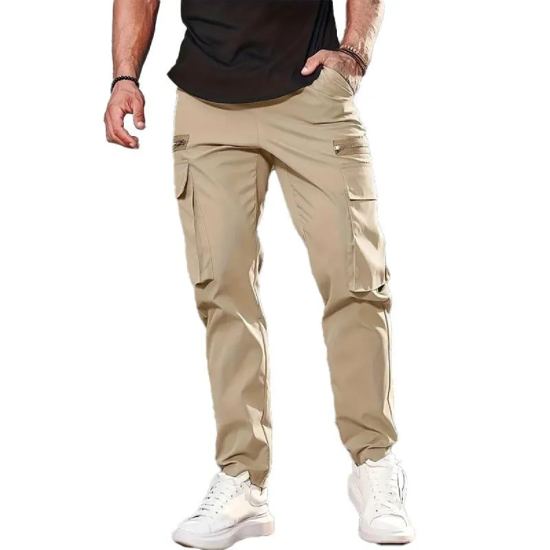 Men's Casual Solid Color Multi-Pocket Cargo Pants 65516134Y sold by Manly