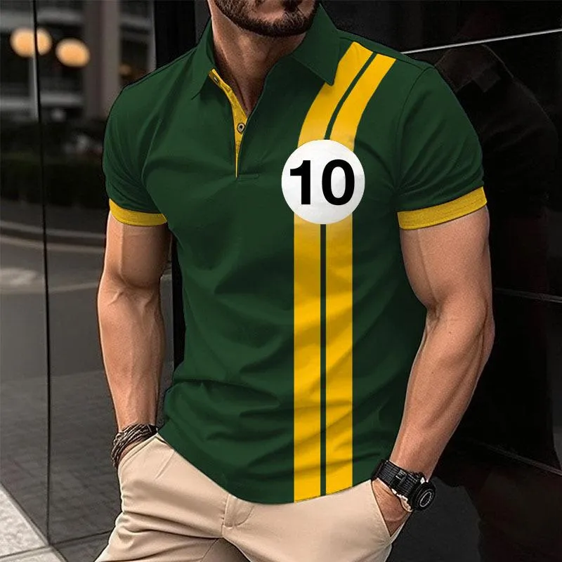 Men's Colorblock Numbers Print Short Sleeve Golf Polo Shirt 69007998Z sold by Manly product image thumbnail 4