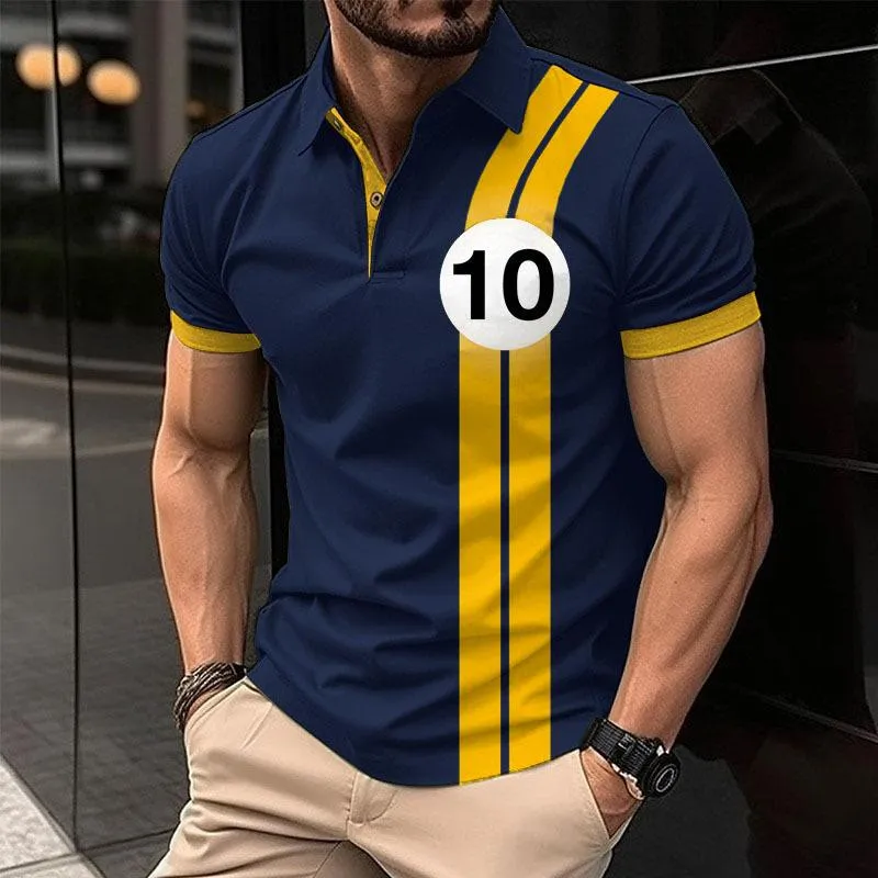 Men's Colorblock Numbers Print Short Sleeve Golf Polo Shirt 69007998Z sold by Manly product image thumbnail 2