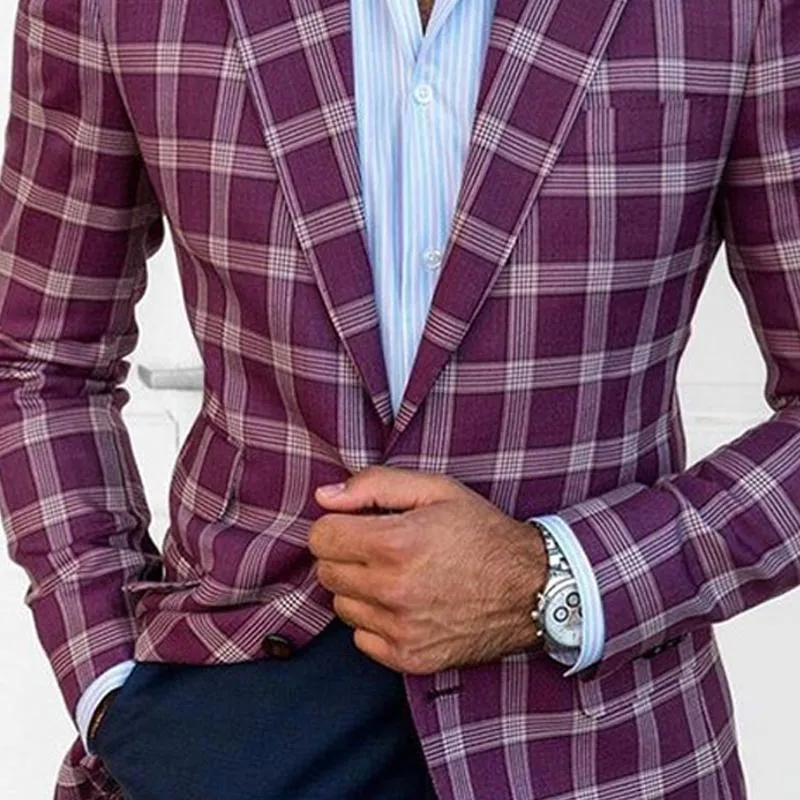 Men's Vintage Plaid Printed Casual Blazer 50596713X sold by Manly product image thumbnail 3