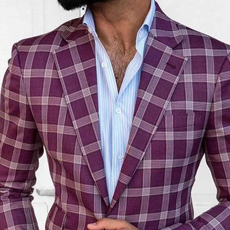 Men's Vintage Plaid Printed Casual Blazer 50596713X sold by Manly product image thumbnail 2