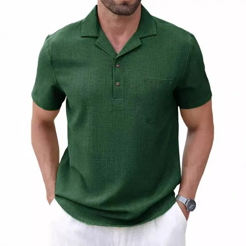 Men's Casual Cotton Linen Lapel Slim Fit Short-sleeved Pullover Shirt 90591156M sold by Manly product image thumbnail 5