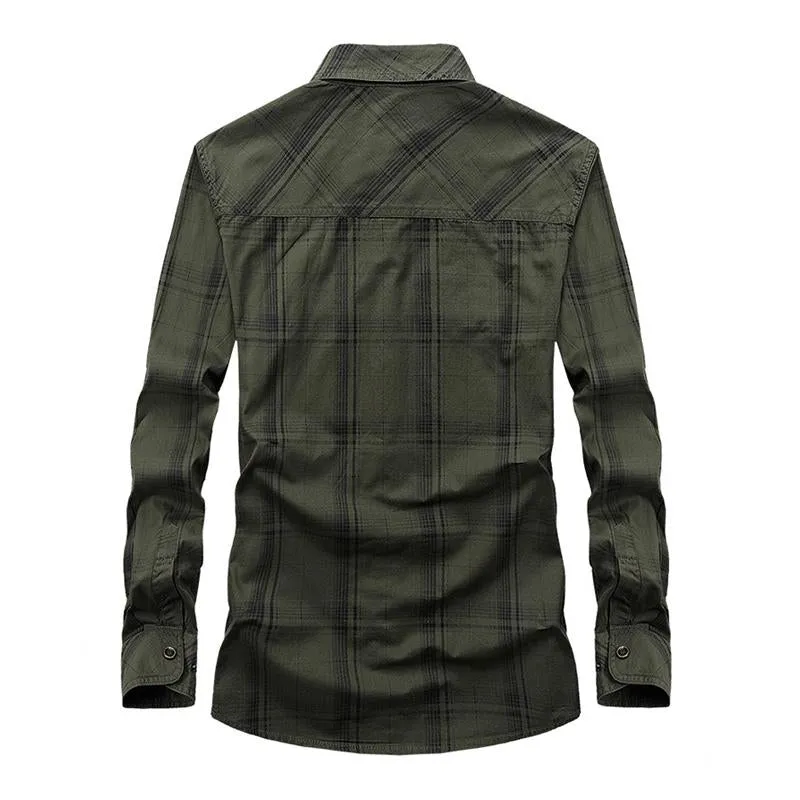 Men's Casual Plaid Loose Workwear Long-Sleeved Shirt 32450140M sold by Manly product image thumbnail 4