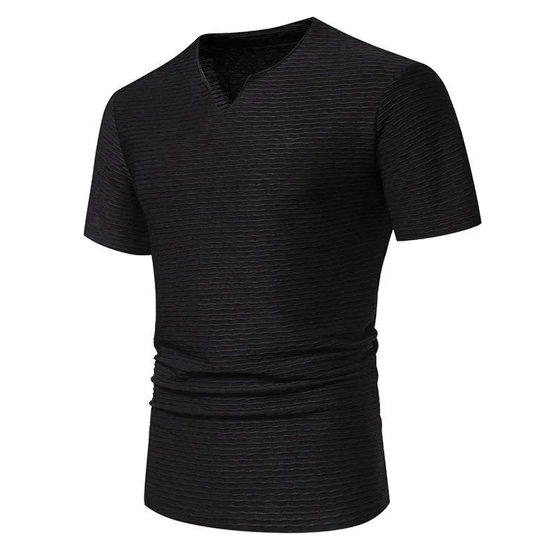 Men's Solid Striped Small V Neck Short Sleeve Casual T-shirt 25842887Z sold by Manly product image thumbnail 5