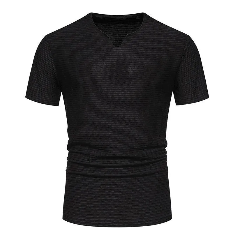 Men's Solid Striped Small V Neck Short Sleeve Casual T-shirt 25842887Z sold by Manly product image thumbnail 4
