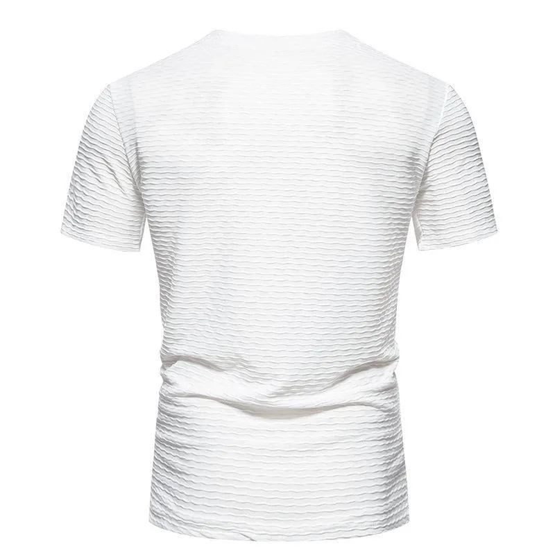 Men's Solid Striped Small V Neck Short Sleeve Casual T-shirt 25842887Z sold by Manly product image thumbnail 3