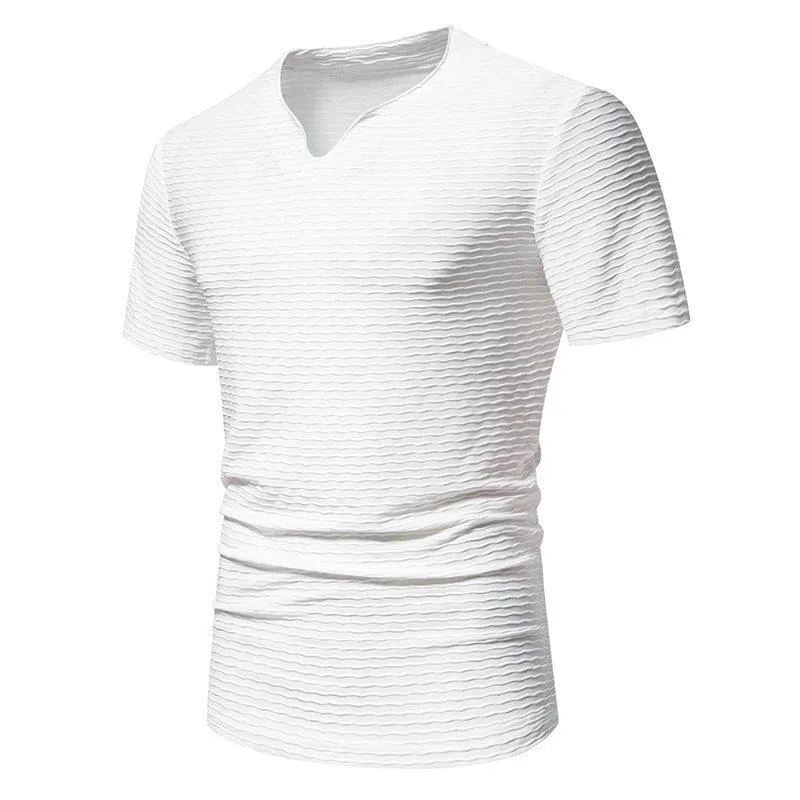 Men's Solid Striped Small V Neck Short Sleeve Casual T-shirt 25842887Z sold by Manly product image thumbnail 2