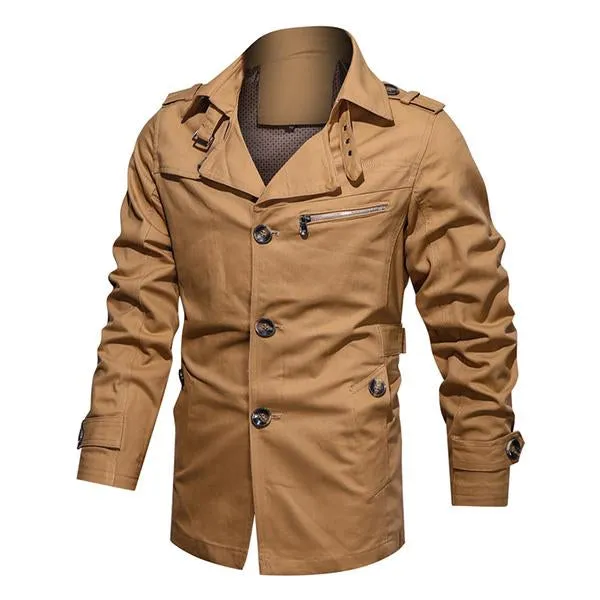 Men's Casual Cotton Lapel Mid Length Jacket 70010867M sold by Manly product image thumbnail 2