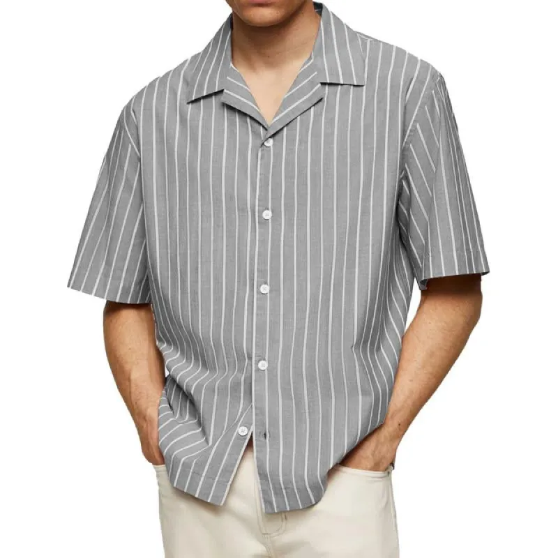 Men's Hawaiian Print Lapel Beach Short Sleeve Shirt 35351218X sold by Manly
