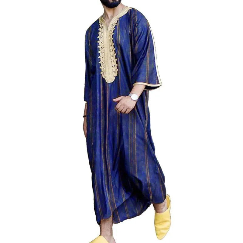 Men's Vintage Ethnic Embroidered Shirt Muslim Robe 25199348M sold by Manly