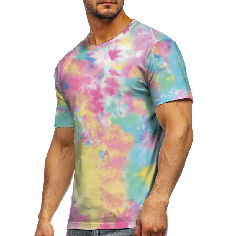 Men's Tie-Dye Printed Round Neck Short-Sleeved T-Shirt 31358041Y sold by Manly