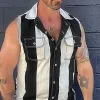 Men's Colorblock Double Chest Pocket Lapel Sleeveless Shirt 56857397Y sold by Manly
