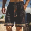 Men's Retro Ethnic Style Corduroy Elastic Waist Shorts 03952854M sold by Manly