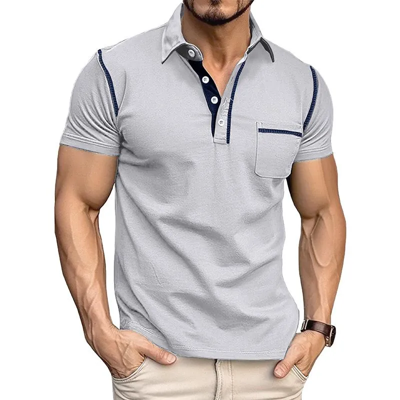 Men's Colorblock Lapel Short Sleeve Polo Shirt 34086982Z sold by Manly product image thumbnail 5