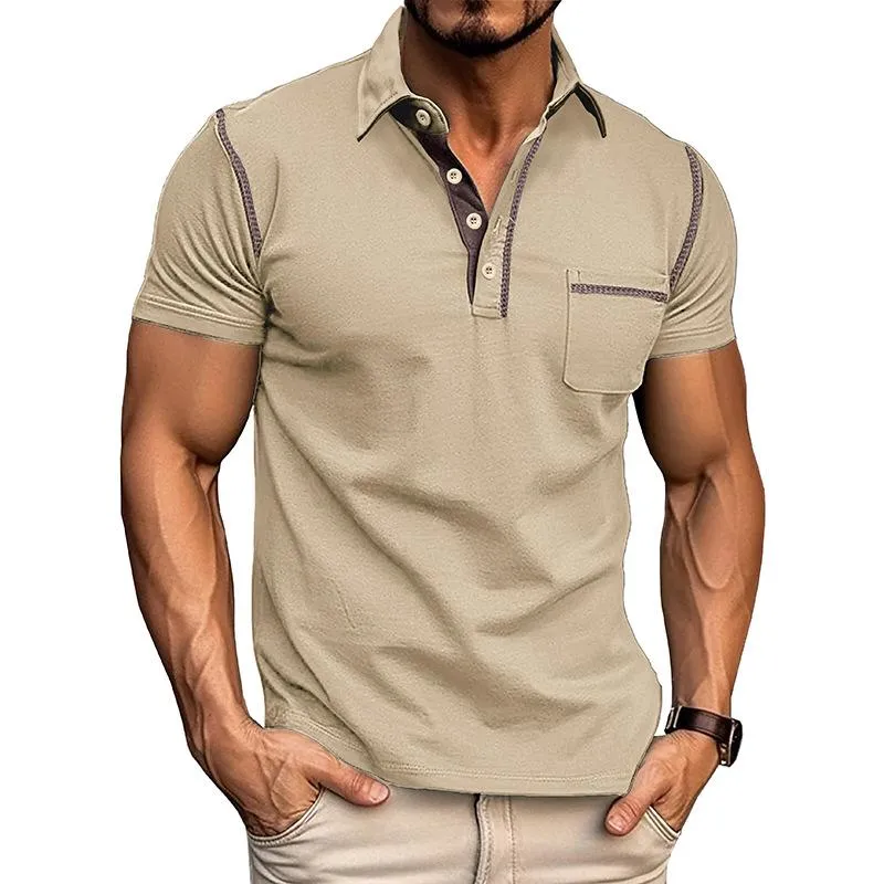 Men's Colorblock Lapel Short Sleeve Polo Shirt 34086982Z sold by Manly product image thumbnail 4