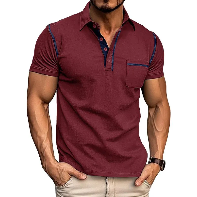 Men's Colorblock Lapel Short Sleeve Polo Shirt 34086982Z sold by Manly product image thumbnail 3