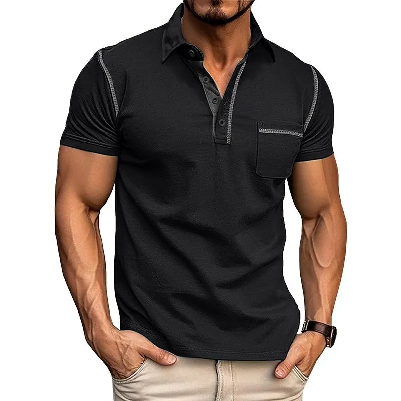 Men's Colorblock Lapel Short Sleeve Polo Shirt 34086982Z sold by Manly product image thumbnail 2