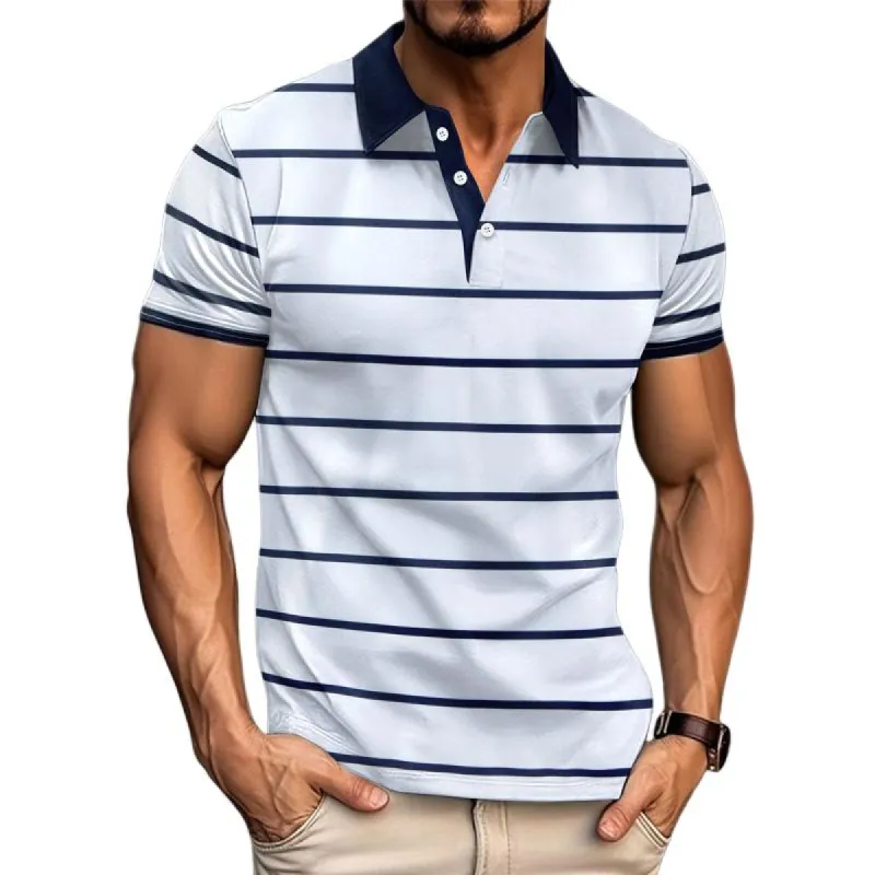 Men's Striped Print Casual Polo Shirt 28780477X sold by Manly